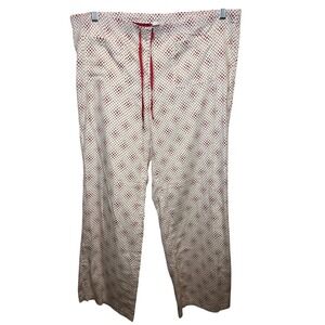 Gap Body Womens Small Pajama Pants Red Ivory Geometric Diamond Cotton Wide Leg